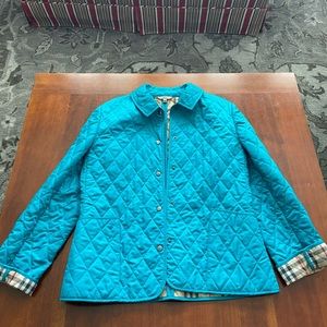 EUC- Authentic Burberry Quilted Jacket Turquoise Blue